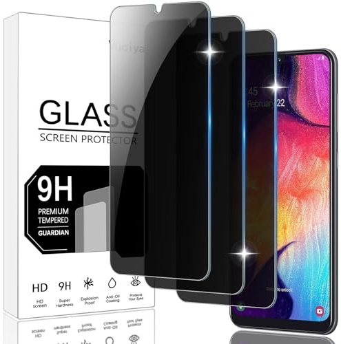 Vuciya Pack of 3 Privacy Full Sichtschutz for Samsung Galaxy A50/A50s/A30/A30s/A20 Screen Protector,Anti-Kratzen,Anti-Bläschen,9H Schutzfolie,Anti-Spy Protection Tempered Glass for Galaxy A50