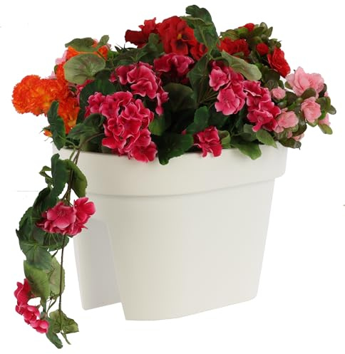 botle Balkonkiste Blumenkasten Geländerkasten Balkonkasten Geländertopf 39,5 cm | 12,3 L weiß Balkon-Blumenkasten oval