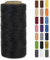 LEREATI Ledergarn 0,8mm x 260m Flacher Wachsschnur Gewachster Faden Leder Nähen Faden, Leder Nähgarn Garn für Handwerk, Nähen, Reparatur, Buchbinden, Schmuck, Häkeln (Schwarz)