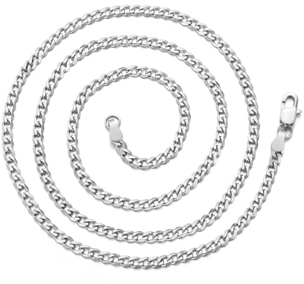 Philip Jones Men's 3mm Stainless Steel 20 Inch Cuban Curb Chain Necklace