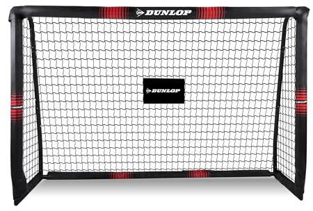 Dunlop Cage de Foot - But de Foot Enfant 180 x 120 x 60 cm - Kit Entrainement Football pour Enfants et Adultes - Cage Foot Exterieur et Interieur - Montage Rapide - Noir/Rouge