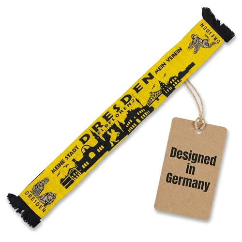 Generisch Dresden Strickschal Fanartikel – Mit Skyline Motiv – 145 x 18 cm in Schwarz-Gelb