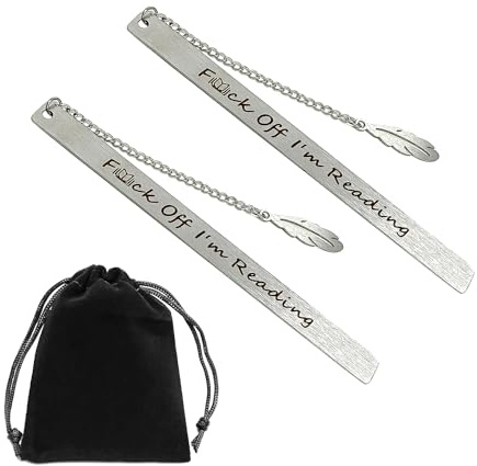 Lot de 2 marque-pages inspirants avec 1 sac de rangement noir, en acier inoxydable, adaptés aux amateurs de lecture, aux écrivains, aux étudiants.