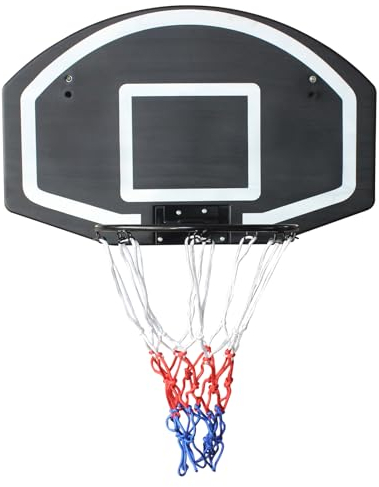 FUNJEPE Panier de basket-ball mural, grand panneau arrière de 72,4 x 45,7 cm, panneau arrière en polyéthylène incassable, filet résistant aux intempéries, porte murale pour intérieur et extérieur
