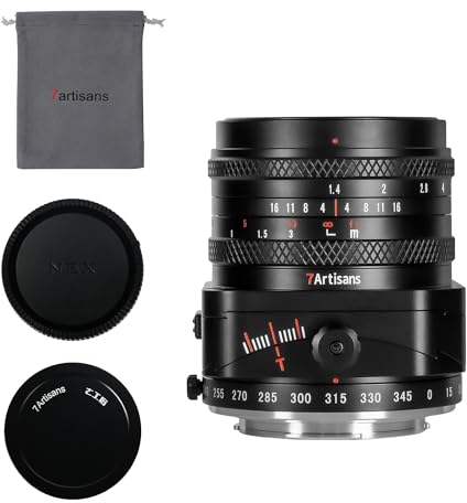 7artisans Objectif 50 mm F1.4 APS-C avec Cadre Inclinable et Compatibilité 2 en 1 pour Appareils Photo sans Miroir Sony E-Mount A6500A6300A6100A6000A5100A5000A6600NEX3NEX3NNEX5 NEX5TNEX5RNEX6NEX7.