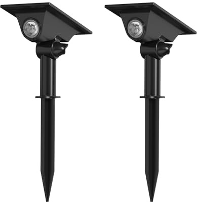 Auraglow Solar Spike Ground or Wall Spotlight – Outdoor LED Light for Garden, Trees & Plants - Dual Mounting Options - Pack of 2 (2 Pack)