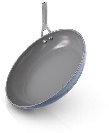 Ninja NeverStick Ceramic Pro 12 Fry Pan, Non-Stick Pan, PTFE Free, Ceramic Coated, Stainless Steel Handle, Stove to Oven Safe to 660°F, All Stovetops & Induction Compatible, Midnight Blue, CW30030MM