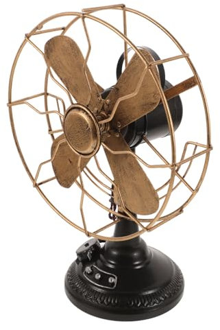 Amosfun Ventilateur Vintage Ancien Modèle Ventilateur de Bureau Rétro Sculpture Éventail de Table Décoration Intérieure Élégante