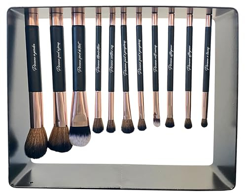 COSMETIC CLUB - SC0664 Lot de 11 Pinceaux Maquillage - Design Magnétique avec Support Noir Rose, Poils Synthétiques Doux, Application Précise, Facile à Nettoyer
