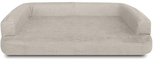 Ventadecolchones - Cama Ortopédica para Perro Deluxe Desenfundable - Tamaño Pequeño - 70 x 50 cm - Tela Antimanchas Suave Crudo - 7 cm de Espuma