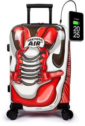 TOKYOTO - Valigia Da Cabina Divertente Per Ragazzi Bambini Bimbo Bimba Fans Dei Cartoni Animati Fumetto Comics Bagaglio Mano USB 55x40x20 cm Trolley 55x35x20 Valigia Rigida 10 Kg Fantasia Sneakers