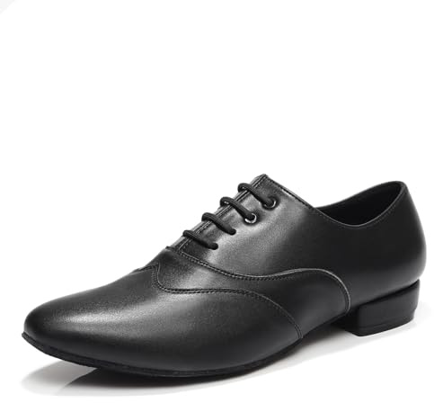 ZYXWVU Latin Dansskor Herr Latin Salsa Tango Jazz Modern Prestanda Party Låg Klack, Svart, 39 EU