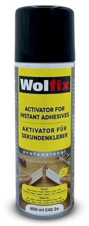 Wolfix Aktivatorspray för Sekundlim 400 ml, 1-pack – Härdningsaccelerator för CA-lim och cyanoakrylatlim, snabb härdning och omedelbar fixering