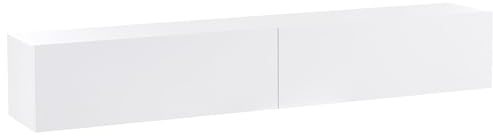 Beliani Mobile porta TV minimalista a parete unità multimediale scaffale portaoggetti bianco 180 cm