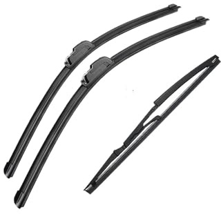 Juego de 3 Limpiaparabrisas para Fiat Panda 169 (2003-2012) - Adaptador de Gancho en U - Medidas 22/16/13 - Alta Visibilidad y Diseño Plano Aerodinámico