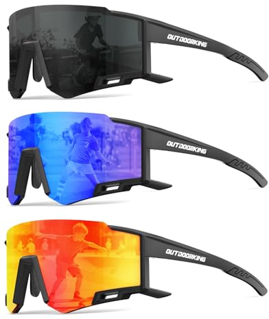OUTDOORKING 3 PACK Kids Sunglasses for Boys Girls Baseball Sunglasses Youth 4-14, Softball Cycling UV400 Polarized Sports Sunglasses