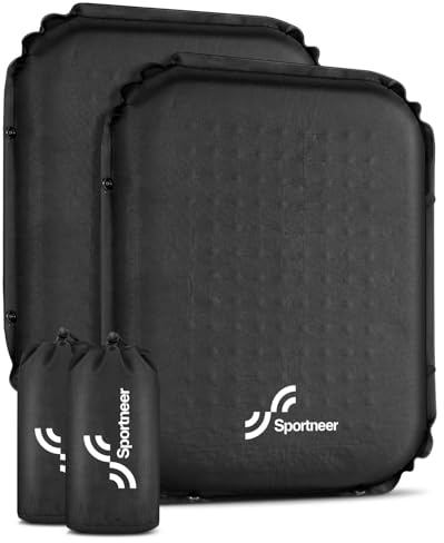 Sportneer Coussin d'assise gonflable pour l'extérieur, 45,5 × 36,5 × 5 cm, thermique, pour stade, pliable, ultra léger, pour l'extérieur, en avion, en déplacement, camping, randonnée, chaise de bureau