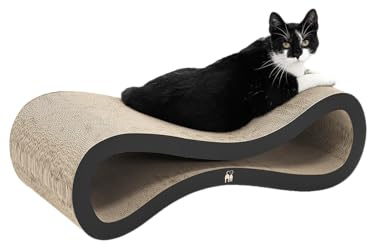 Petrebels Kratzpappe Simba 75, Katzen Kratzbrett aus sehr stabilem Karton, Kratzkarton 75 x 32 x 23 cm, Farbe Schwarz