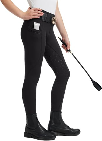 FitsT4 Sports Pantaloni da equitazione per ragazze con seduta completa in silicone Pantaloni da equitazione per ragazze elasticizzati Calzoni da equitazione per bambini Calzamaglia da equitazione con