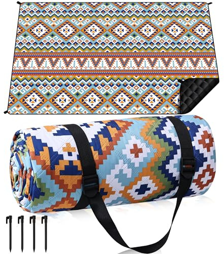 Gucass Manta de Picnic Impermeable 200 x 300cm, Boho Esterilla Playa Plegable Sin Arena Lavable a Máquina, Manta de Camping Grande para Exteriores, Camping, Playa, Parque, Festival y Picnic
