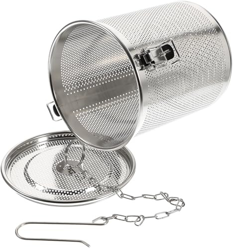 TOYANDONA Cesta de Salmuera de Acero Inoxidable 14x16 Cm Colador de Especias para Sopa y Guisos, Filtro de Malla Fina Desmontable para Cocina y Té
