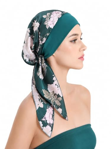 GEEKPC Women's Stretchy Bamboo Headband Scarf for Everyday Wear & Casual Outings - Pleated Elasticated Head Cover for Full Coverage, Voluminous Hair Effect & Moisture-Wicking Comfort