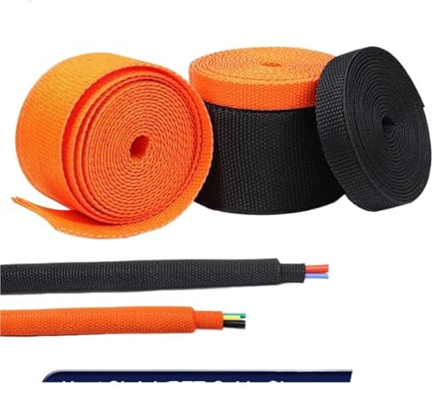 Guaina Cavi 1~50 m Manicotto for cavo intrecciato Tubo termorestringente Isolamento Flam Restringente Guaina avvolgente Filo Organizzatore Protezione(Black,8mm,5 meters)