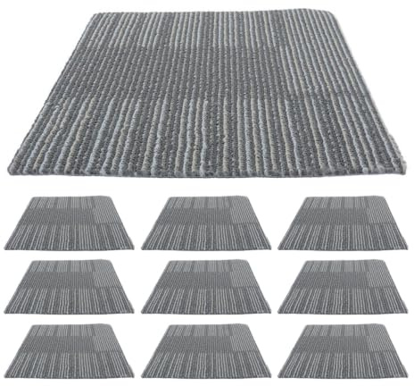 ABOOFAN 10 Piezas Baldosas de Moqueta Autoadhesivas Cuadradas de Polipropileno Absorción de Vibraciones y Antideslizantes para Suelos de Espacios Públicos y Hogar