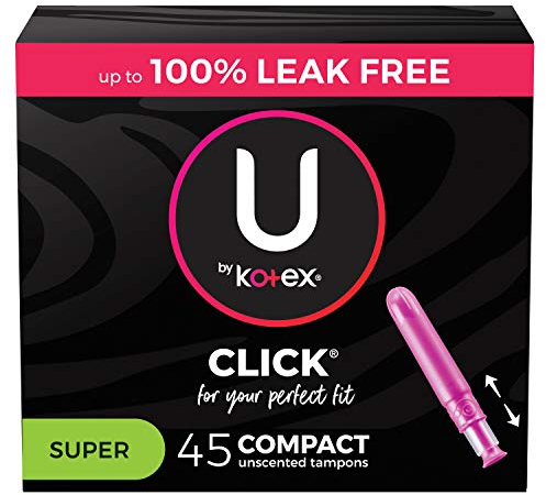 U by Kotex Click Kompakttampons, Super Saugfähigkeit, geruchlos, 45 Stück