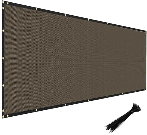 Windscreen4less 4' x 12' Privacy Fence Screen Heavy Duty Windscreen Fencing Cover Windblock Mesh Fabric Shade Cloth with Brass Grommtes for Garden Yard Pool Deck Carport Construction, Brown