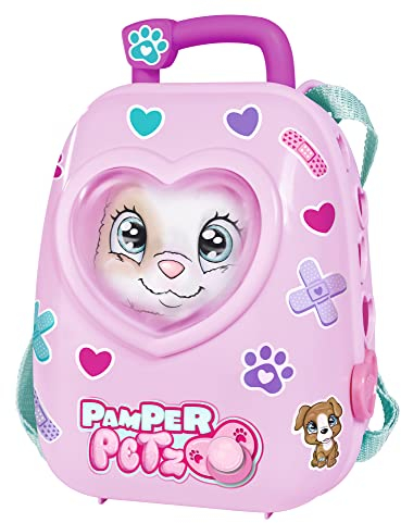Simba 105953526 - Pamper Petz Backpack, 2-in-1 Rucksack, 7 Teile, Doktorzubehör, Pflaster und Stickerbogen, OHNE Tier, ab 3 Jahren