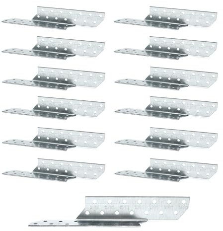 DOJA Barcelona | Connecteur Charpente | Pack 12 | Ancrage Poutre à Gauche | 170*32*2mm | Acier Galvanisé | Ancrage Chevron | pour Equerre Fixation, Support Poteau Bois, Ancrage Portique, Assemblage