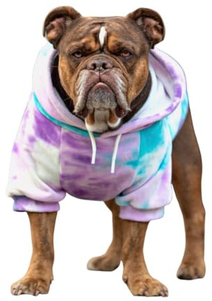 Spark Paws Dog Hoodie – Premium Dog Sweater for Small, Medium, and Large Dogs | Warm Outfits for French Bulldogs, Pitbull, Puppy, Winter Jacket Alternative - 90s Retro Sky Dye - 2XL