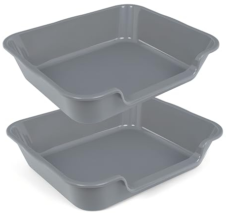 Extra große Hundetoilette (ABS-Material), Jumbo-Katzentoiletten mit niedrigem Einstieg für mehrere Kätzchen, große Katzen, haustiersicheres Töpfchen für den Innenbereich, Dunkelgrau, 61 x 50,8 cm (L x