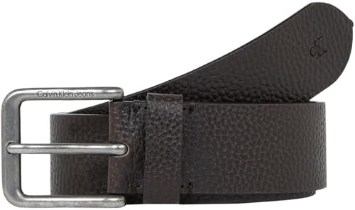 Calvin Klein Jeans Uomo Cintura Classic Leather Belt Fibbia Quadrata in Pelle, Marrone (Bitter Brown), 135 cm