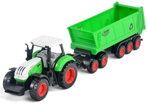 RLokK Farm Traktor Fahrzeuge Traktor,22 cm Farm Traktor Fahrzeuge Spielzeug-Traktor Robustes Spielset für Sandkasten, Strand und Kinderzimmer, Traktor mit Hänger