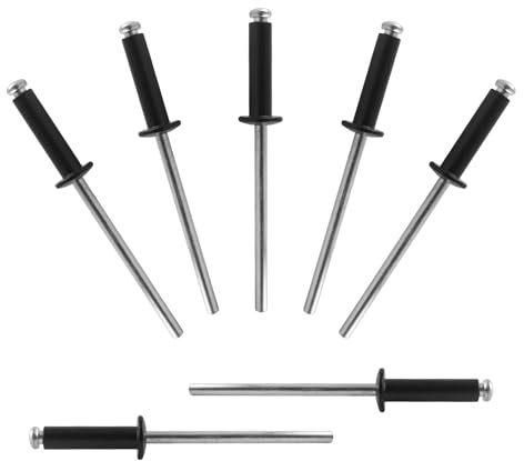 ALLCLEAN 200 Pcs 1/8 x 1/2 Black Aluminum Blind Rivets,3.2 x 12mm Pop Rivets,Aluminum Grip and Steel Mandrel
