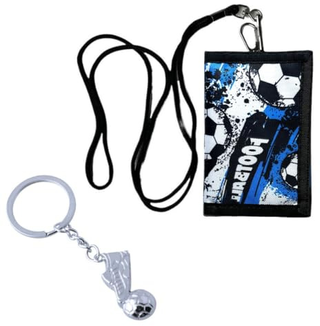 Cartera de Fútbol para Niño, Monedero de Fútbol para Niño, Regalos de Fútbol con Llavero, Cartera Plegable para Niños