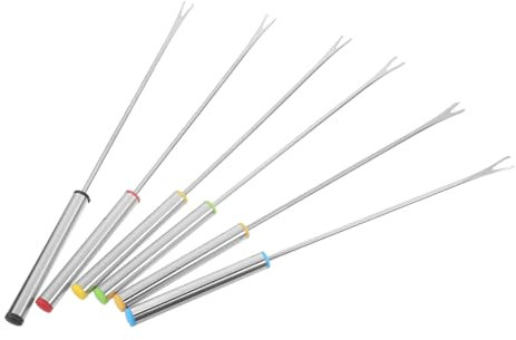 HEALEEP 6 Piezas tenedor de olla caliente Set de tenedores para fondue Tenedor para fondue de marshmallows utensilios para fondue tenedor de queso palitos de fondue Acero inoxidable