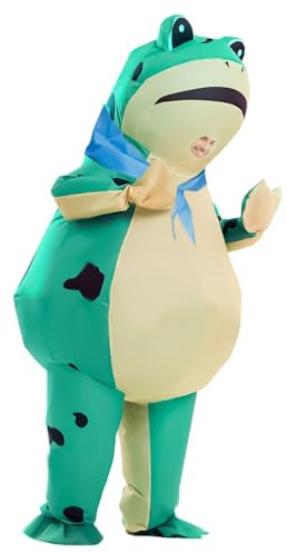 Rafalacy Costume de grenouille gonflable pour adulte - Costume de grenouille gonflable amusant pour Halloween, fête d'animal - Costume de costumade (vert)