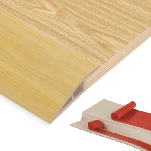 PVC-övergångsprofil, självhäftande, dubbelsidigt klibbigt dörrgångslist, golvhöjdsjustering (10 mm) täcklist för laminat, parkett, kakel & matta