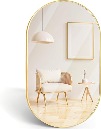 Marctani Espejo Ovalado con Marco Metálico - Espejo para Baño Moderno - Espejo Entrada Decorativo para Recibidor o Pasillo (Espelho Casa de Banho)