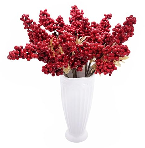 M2cbridge Artificial Red Rosehip Berries Christmas Holly Berries (Set of 4)