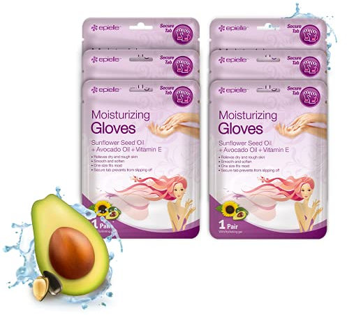 Epielle Lot de 6 masques hydratants pour les mains sèches - Huile de graines de tournesol + huile d'avocat + vitamine E - Cadeaux de beauté pour soins de la peau