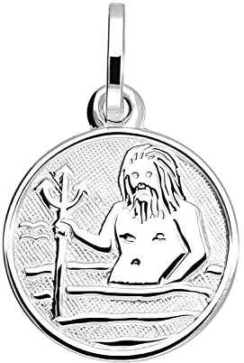 My Gold Damen Kinder Anhänger Sternzeichen WASSERMANN Sterlingsilber 925 (Ohne Kette) Echtes Silber Ø 12mm Mini Rund Zodiac round A-07067-Was