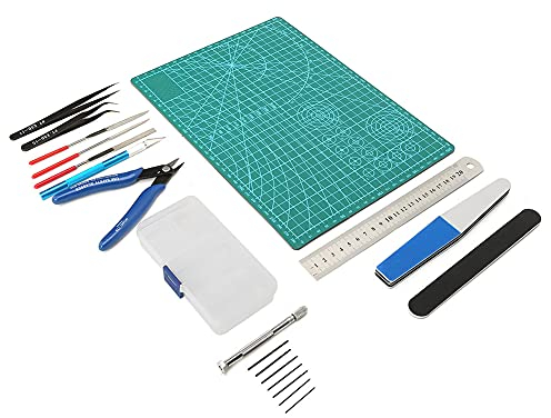 Modellverktygssats gör-det-själv modellhantverk modeller byggnad tweezers linjal fil mattkit med förvaringsbox polering stång manuell spiralborrset för fläktleksaker