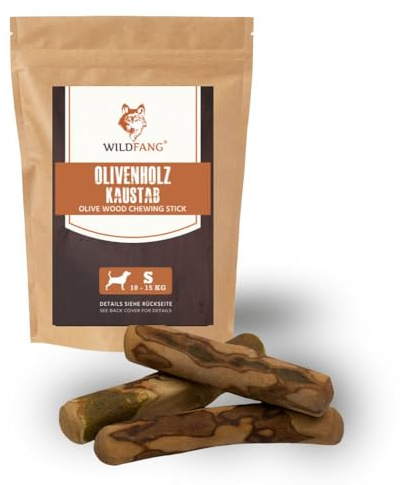 Wildfang® Bastone da Masticare in Legno d'Olivo per Cani - Giocattolo Naturale per Cuccioli, Teething Toy, Ossa in Legno per Cani, Chew Stick Resistente, Giocattolo per Tutti i - Set of 3 (Small)