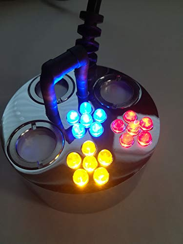 Troesters Brunnenwelt Ultraschall Nebler (24V, 24 Watt, 8m Kabellänge), Mist Maker für Ihren Brunnen und Gartenteich (3-Fach Nebler inkl. Outdoor Trafo, LED Farbwechsellicht)