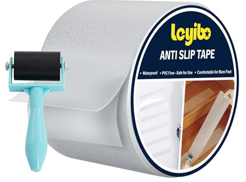 Leyibo Anti Slip Tape Clear Waterproof Outdoor/Indoor, 4 x 35Ft Non Slip Traction Grip Tape for Bathtubs, Boats, Stairs, Pools, Transparent, Soft, Comfortable for Bare Feet (4 X 35')