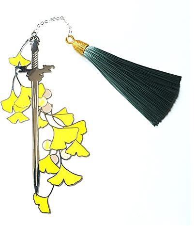Bokmärken Bokmärke kinesisk stil klassisk rostfritt stål metall gåva ginkgo blad svärd kampsport tassel bokmärken gåva for honom henne Magnetisk bokmärke